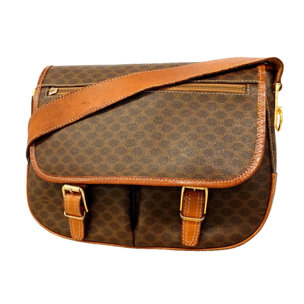 Celine Macadam Shoulder Bag, Brown, Women's